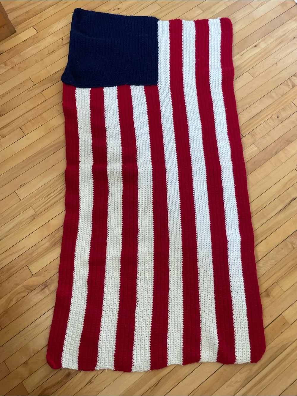 Handmade American flag crochet blanket